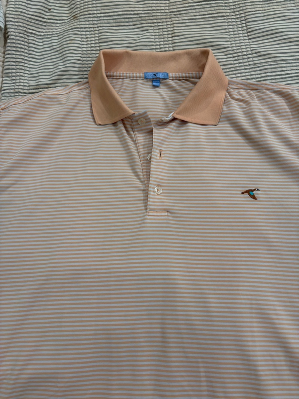 Genteal Golf Polo Men’s Peach Striped Polo Shirt